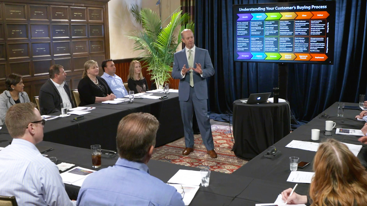 Bill Stinnett teaching an enterprise sales team